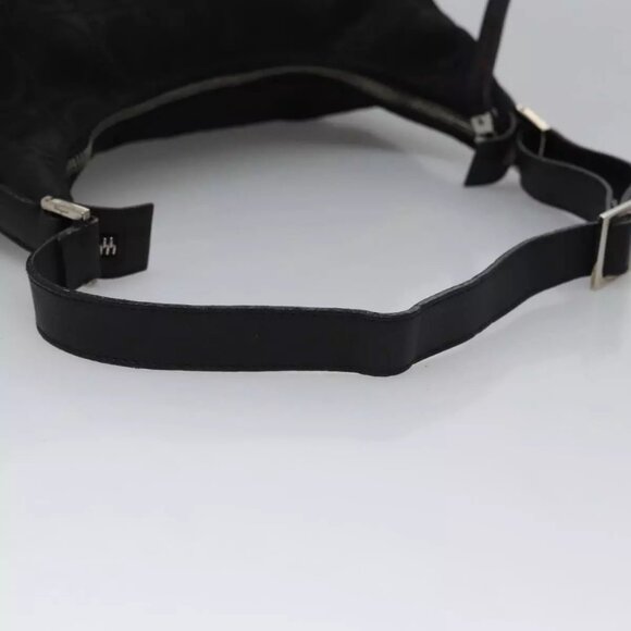 Salvatore Ferragamo Gancini Shoulder Bag Canvas Black Silver Auth bs23336 - Picture 8 of 16